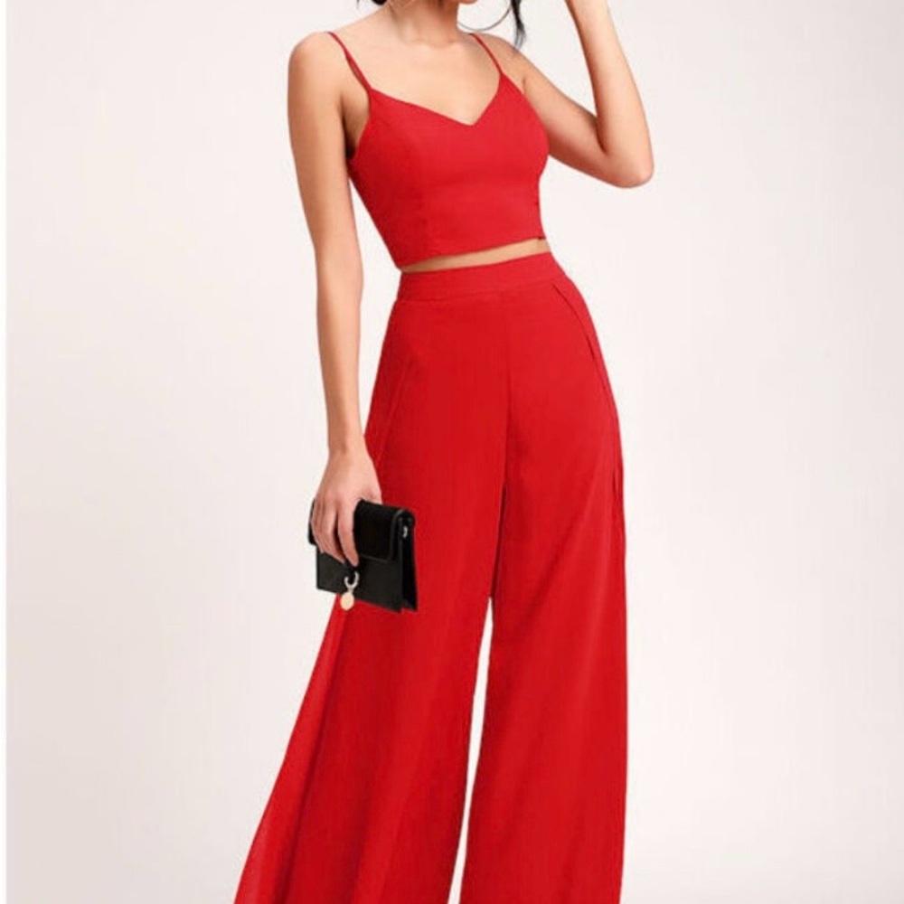 Lulu's Vibrant Red Jumpsuit